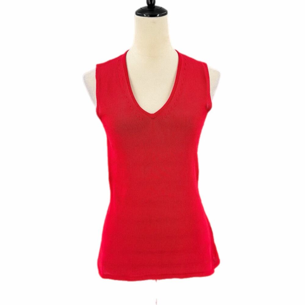 Doncaster Vintage Red Knit Layering Breathable Sleeveless Sweater Chic Tank Top